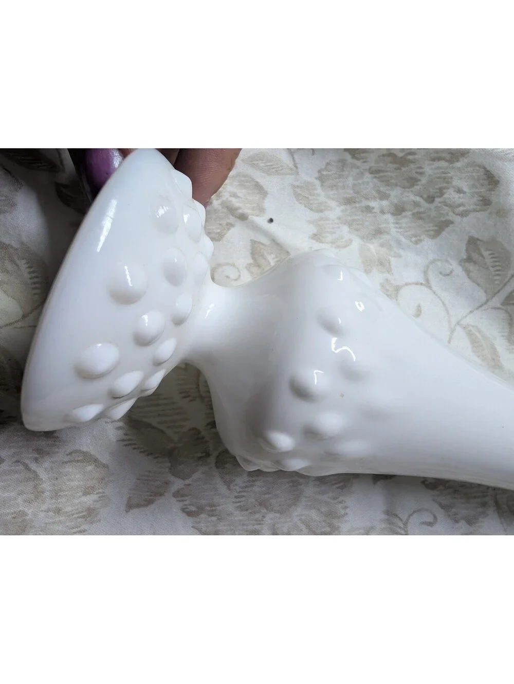 Vintage White Milk Glass Bud Vase with Hobnail Design